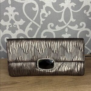 Jessica McClintock Metallic Silver Clutch